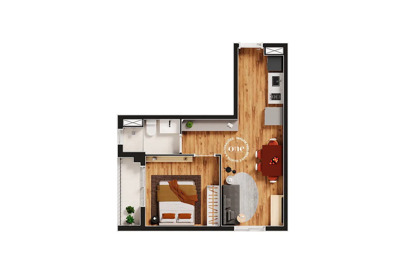 NEX ONE CAPOTE VALENTE Planta 1 Dormitório 35m